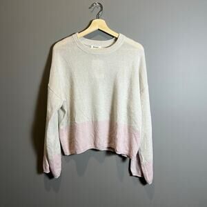NWT  525 Contrast Pullover Light Pink Cream Cashmere Sweater